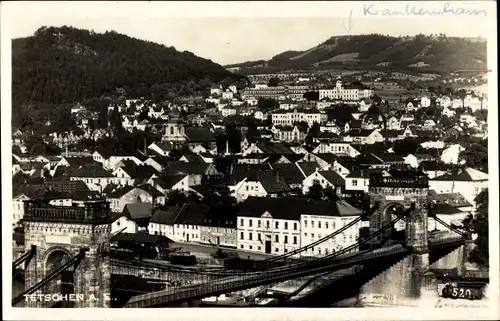 Ak Děčín Tetschen an der Elbe Region Aussig, Panorama, Krankenhaus