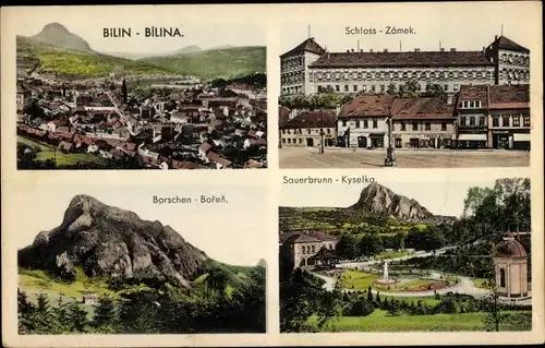 Ak Bílina Bilin Region Aussig, Bořeň, Borschen, Schloss Zamek, Sauerbrunn