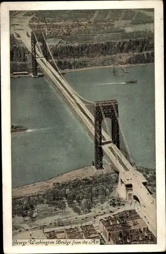 Ak New York City USA, George Washington Bridge, Luftansicht