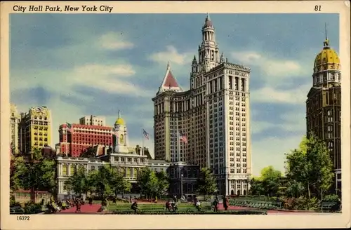 AK New York City USA, City Hall Park