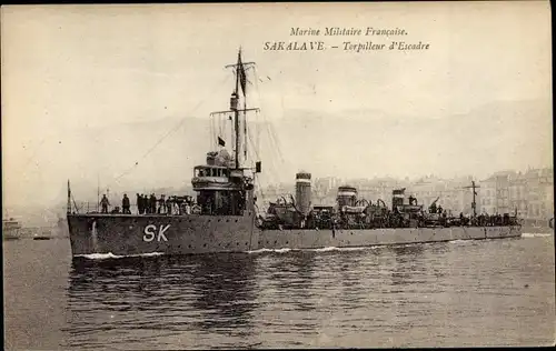 Ak Französisches Kriegsschiff Sakalave, Französische Marine