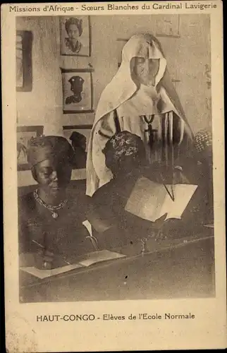 Ak DR Kongo Zaire, Eleves de l'Ecole Normale, Missions Soeurs Blanches du Cardinal Lavigerie