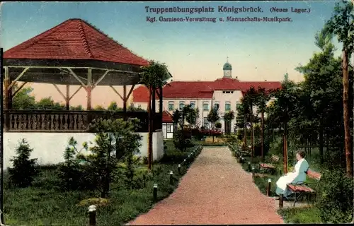 Ak Königsbrück, Truppenübungsplatz, Neues Lager, Kgl. Garnison Verwaltung, Mannschafts-Musikpark