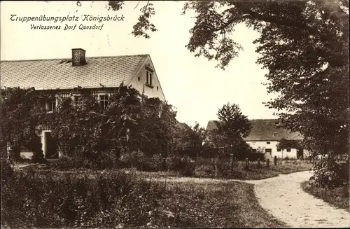 Ak Quosdorf Königsbrück in der Oberlausitz, Truppenübungsplatz, verlassenes Dorf Quosdorf