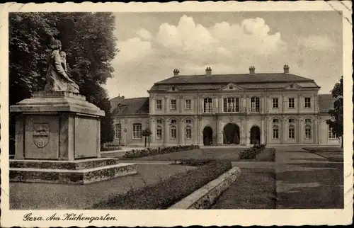 Ak Gera in Thüringen, Küchengarten, Kriegerdenkmal