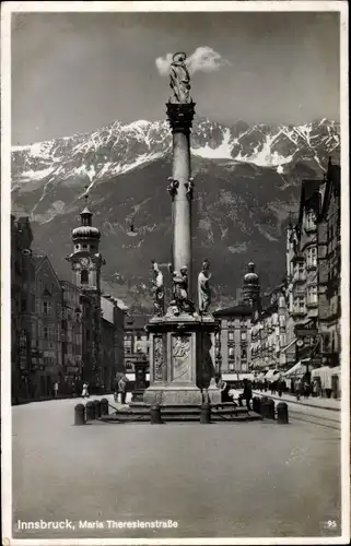Ak Innsbruck in Tirol, Maria-Theresienstraße, Säule, Gebirge