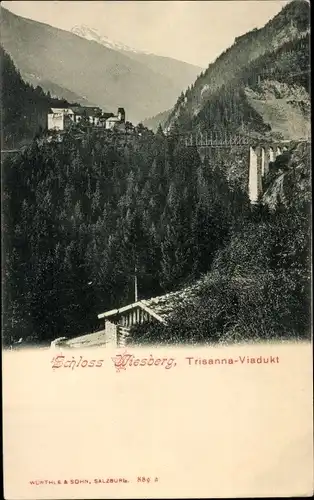 Ak Tobadill Tirol, Schloss Wiesberg, Trisanna-Viadukt