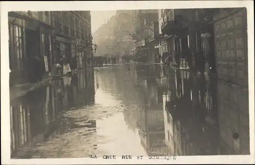 Foto Ak Paris VII., Die Flut 1910, Rue Saint Dominique