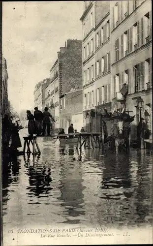 Postkarte Paris XV Vaugirard, Rue Rouelle, Die große Seineflut Januar 1910