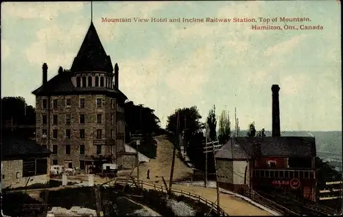 Ak Hamilton Ontario Kanada, Mountain View Hotel, Railway Station, Top of Mountain