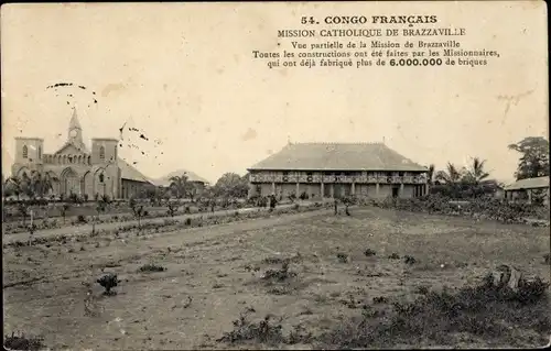 Ak Brazzaville Französisch-Kongo, Teilansicht der Mission