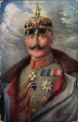 Künstler Ak v. Santho, N., Kaiser Wilhelm II., Pickelhaube, Orden