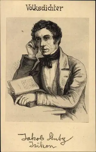 Künstler Ak Schweizer Schriftsteller und Volksdichter Jakob Stutz, Portrait