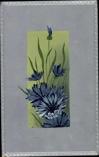 Präge Litho Blumenbild, Kornblumen