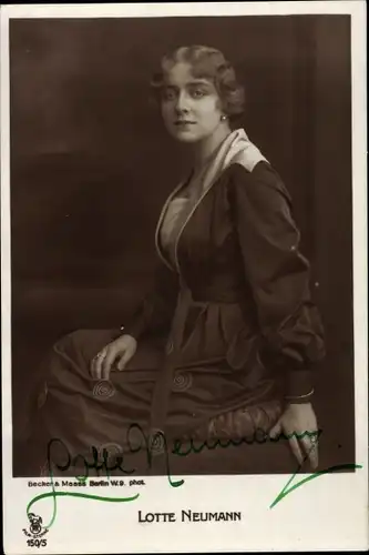 Ak Schauspielerin Lotte Neumann, Portrait, Autogramm