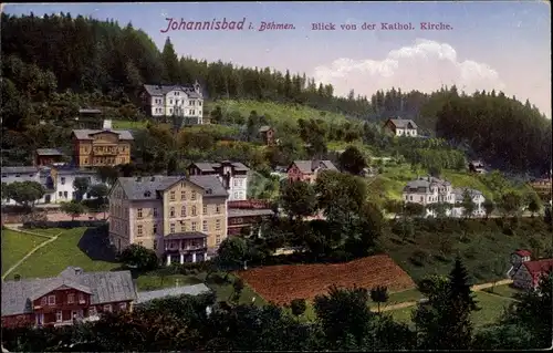 Ak Janské Lázně Johannisbad Region Königgrätz, Gesamtansicht, Katholische Kirche