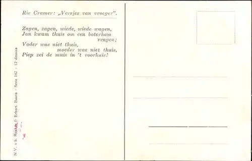 Künstler Ak Cramer, Rie, Versjes van vroeger