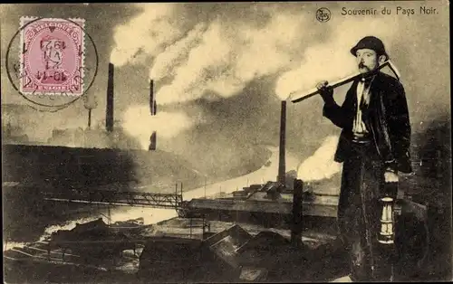 Ak Bergmann mit Grubenlampe