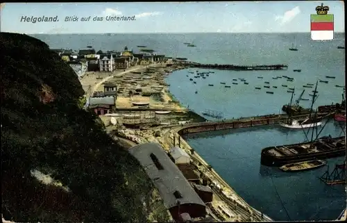 Ak Nordseeinsel Helgoland, Unterland, Hafen