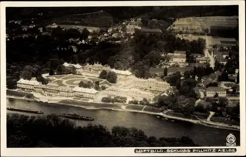 Ak Dresden Pillnitz, Schloss Pillnitz, Fliegeraufnahme