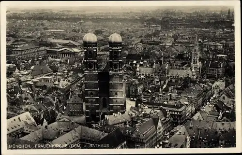 Ak München, Gesamtansicht der Stadt, Frauenkirche, Rathaus