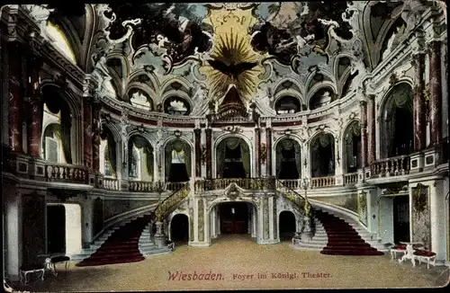 Ak Wiesbaden in Hessen, Köngliches Theater, Foyer