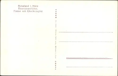 Ak Rübeland Oberharz am Brocken, Baumannshöhle, Palme mit Glockenspiel