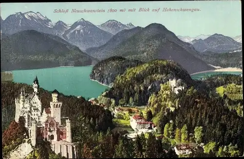 Ak Hohenschwangau Schwangau im Ostallgäu, Schloss Neuschwanstein