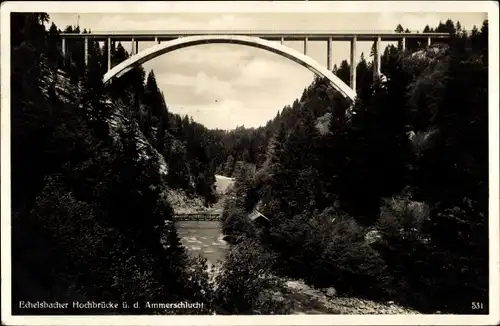 Ak Echelsbach Bad Bayersoien, Hochbrücke über der Ammerschlucht