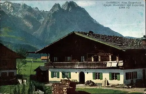 Ak Garmisch Partenkirchen in Oberbayern, Altes Bauernhaus