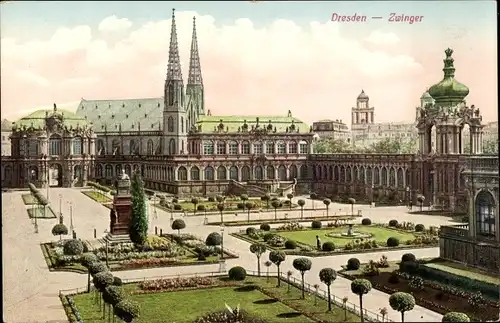 Ak Dresden Altstadt, Königlicher Zwinger, Gartenanlage