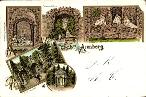 Litho Arenberg Koblenz am Rhein, Christus am Oelberg, Tempel, Kapelle