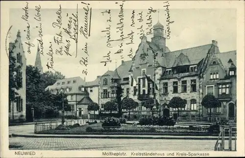 Ak Neuwied am Rhein, Moltkeplatz, Kreissparkasse, Kreisständehaus