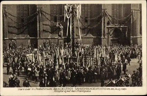 Ak Hannover in Niedersachsen, 9. Deutsches Sängerbundfest, Empfang auf dem Marktplatz