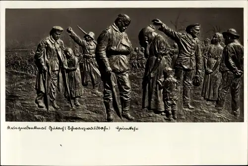 Ak Gutach an der Schwarzwaldbahn Baden, Kriegerdenkmal, Relief Heimkehr