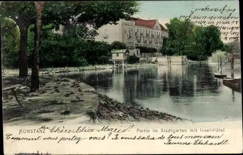 Ak Konstanz am Bodensee, Stadtgarten, Insel Hotel
