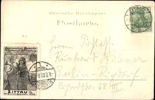 Künstler Ak Zittau Oberlausitz, Oberlausitzer Gewerbe u. Industrieausstellung 1902, Leuchtfontaine