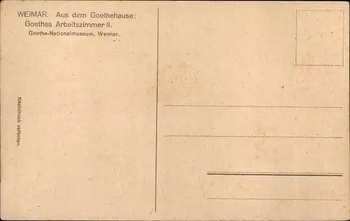 Ak Weimar in Thüringen, Goethehaus, Goethe-Nationalmuseum, Arbeitszimmer von Goethe