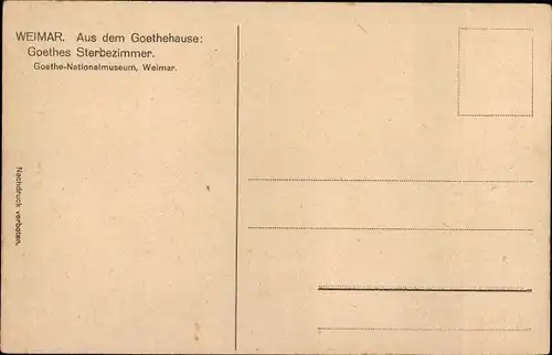 Ak Weimar in Thüringen, Goethehaus, Sterbezimmer, Goethe-Nationalmuseum