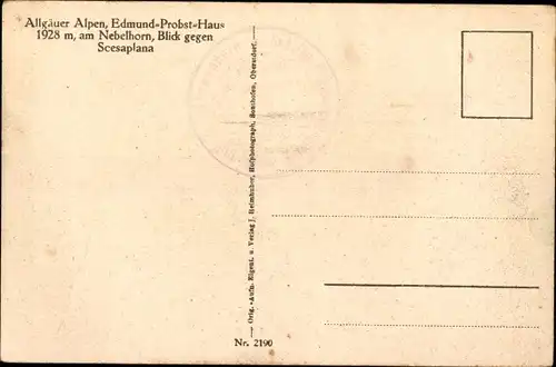 Ak Oberstdorf im Oberallgäu, Edmund Probst Haus, Blick zu Scesaplana