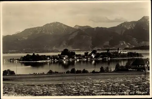 Ak Frauenchiemsee Fraueninsel Chiemsee Oberbayern, Panorama, Hochfelln, Hochgern