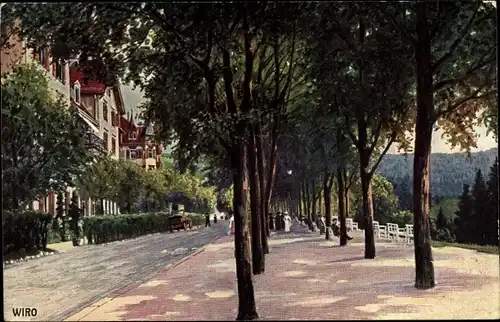 Künstler Ak Freudenstadt im Nordschwarzwald, Hotel Waldeck mit Kurpromenade