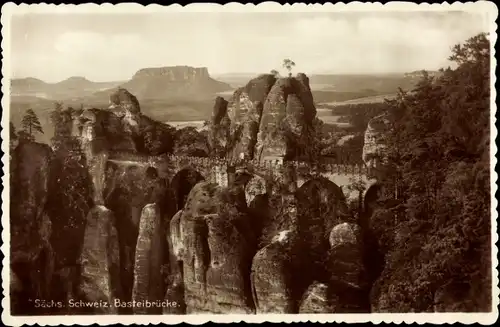 Ak Lohmen Sächsische Schweiz, Bastei, Basteibrücke