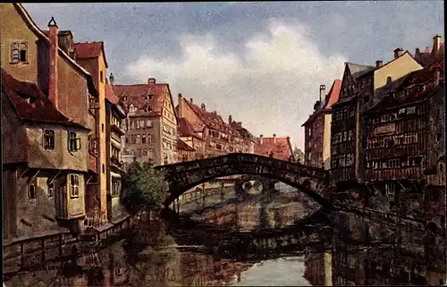 Künstler Ak Sollmann, Nürnberg, Fleischbrücke