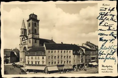 Ak Zittau in Sachsen, Marktplatz, Johanniskirche