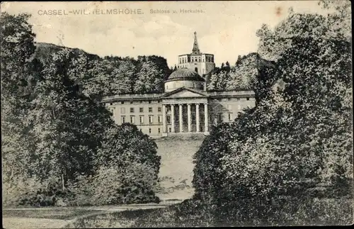 Ak Bad Wilhelmshöhe Kassel in Hessen, Schloss und Herkules