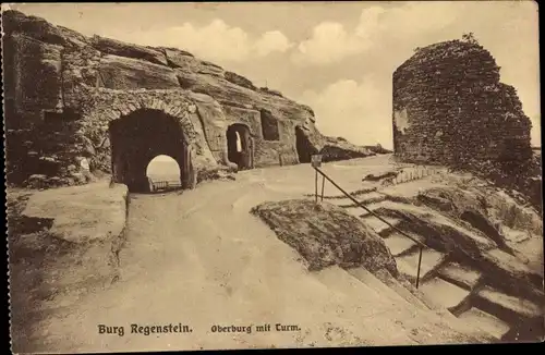 Ak Blankenburg am Harz, Burg Regenstein, Oberburg mit Turm