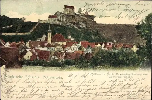 Ak Pottenstein in Oberfranken, Gesamtansicht, Kirche