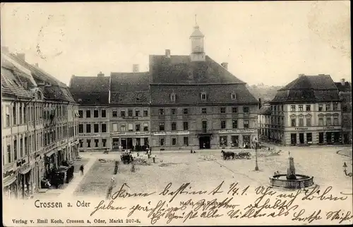 Ak Krosno Odrzańskie Crossen Oder Ostbrandenburg, Markt, Rathaus