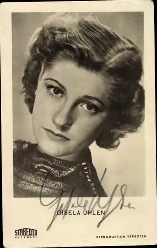 Ak Schauspielerin Gisela Uhlen, Portrait, Autogramm